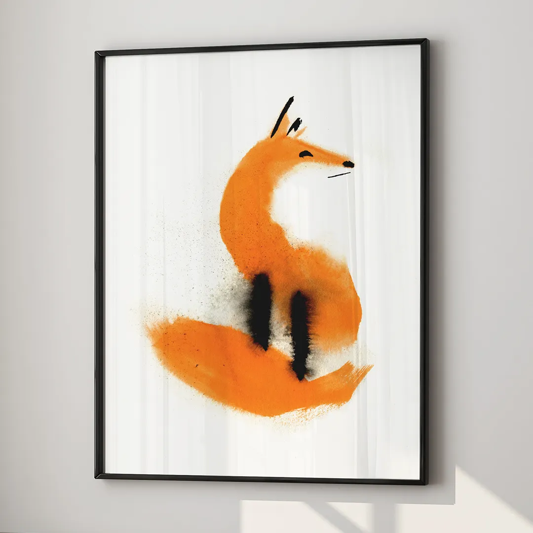 Ink painting of a fox