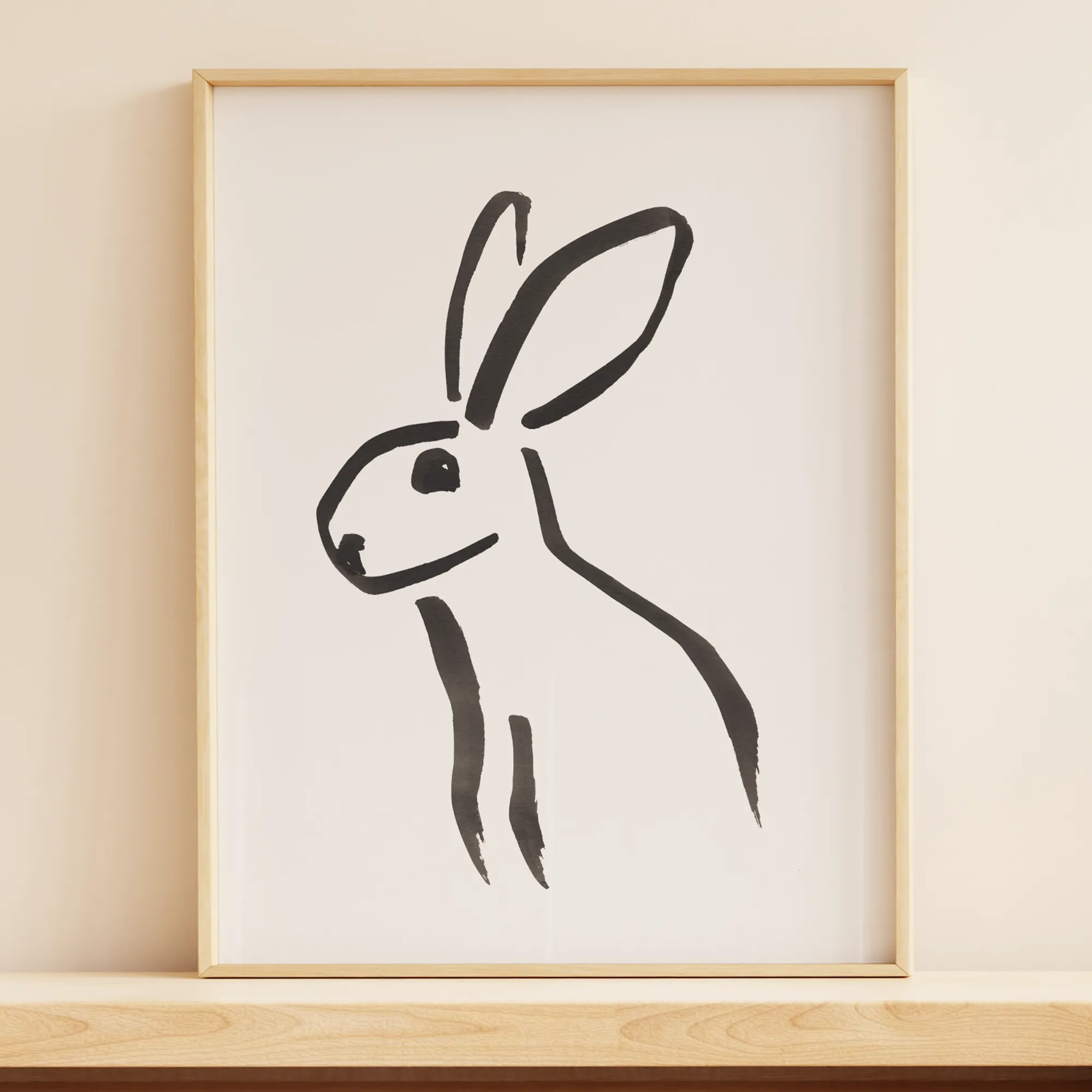 Ink painting of a rabbit